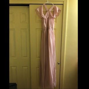 Soft pink shoulder halter dress